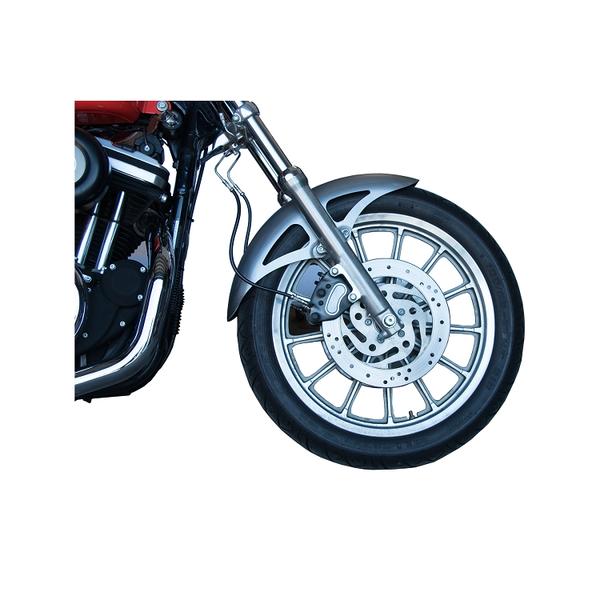 An RWD V-Twin front fender shown on a Harley Dyna