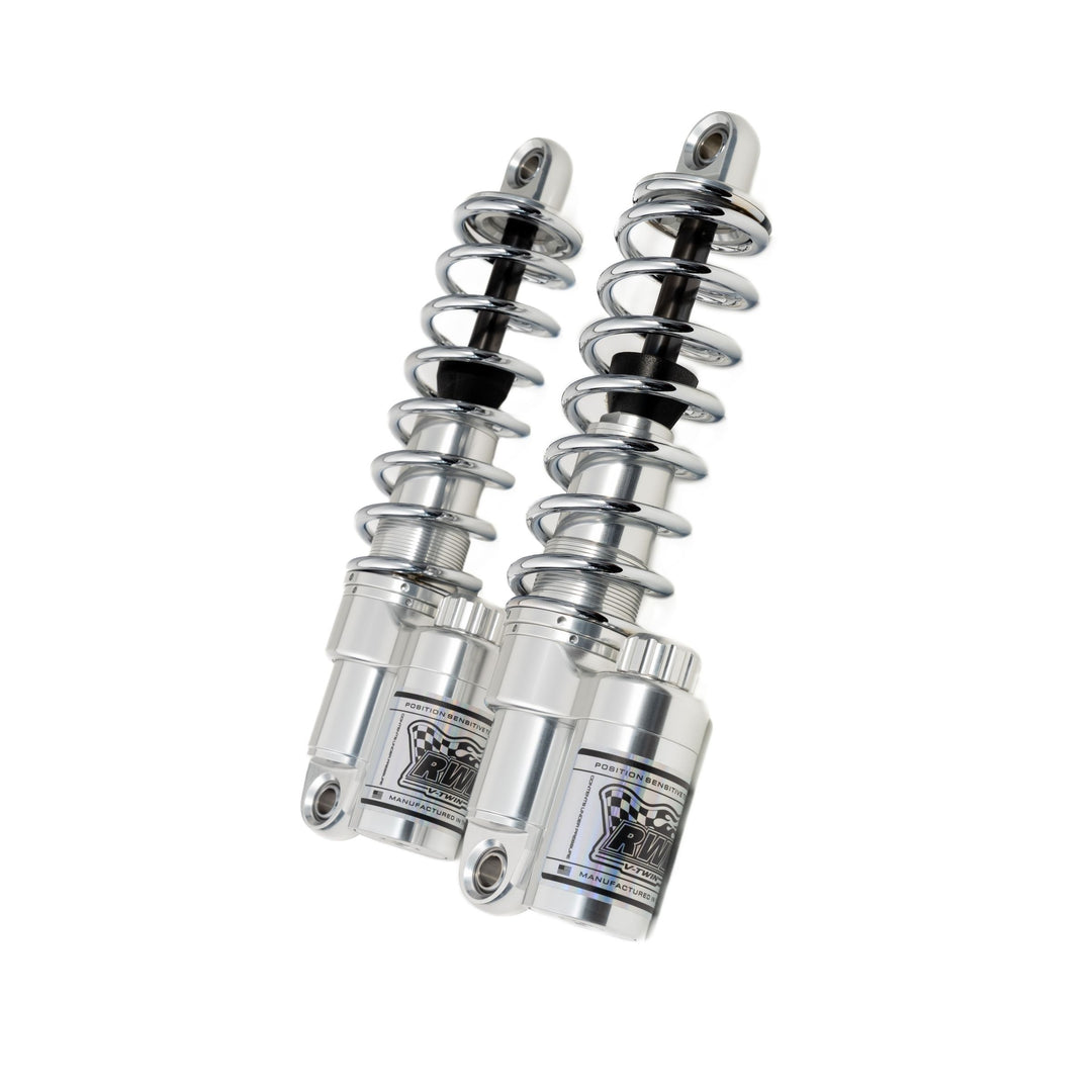 RWD RS-2 Rear Shock Absorber for 1999 - 2026 Harley Davidson Touring Models (POLISHED BODY / CHROME SPRINGS) (view 1)