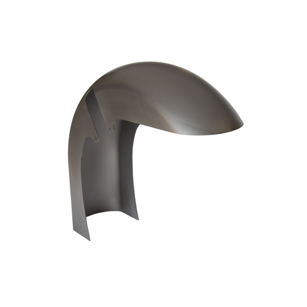 A dark grey RWD V-Twin motorcycle fender, with a smooth, curved top surface and mounting brackets visible on the underside, is shown against a white background.