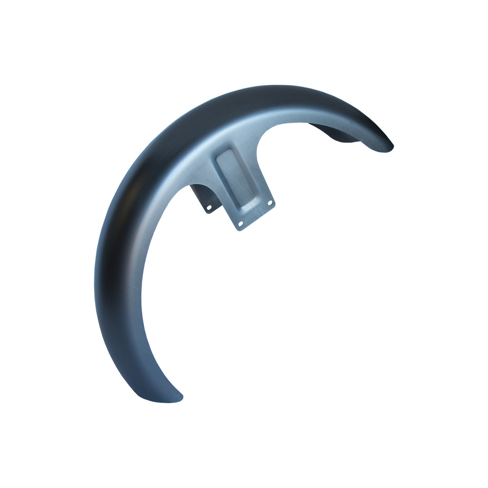 RWD V-Twin motorcycle front fender in a dark finish, featuring integrated mounting brackets.